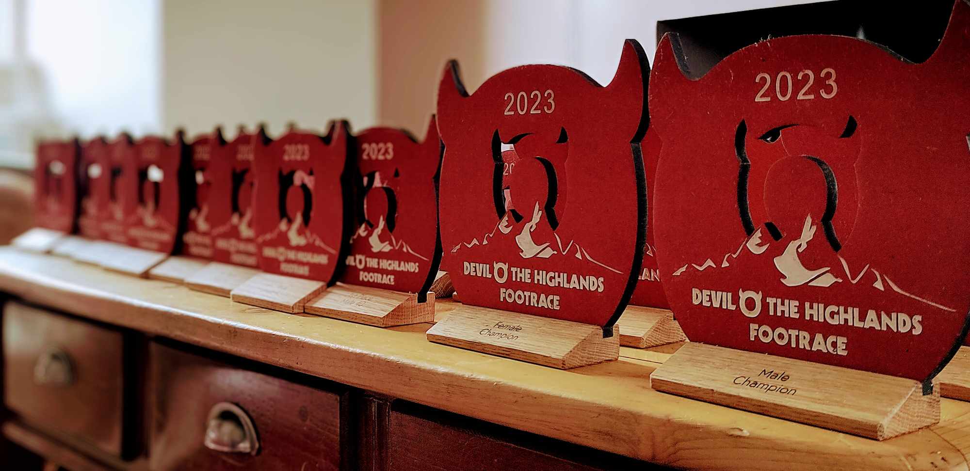 Red wood trophies