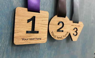 Personalised Oak Veneer Eco Place Medals