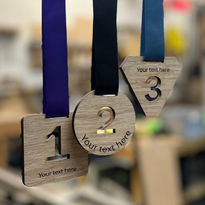 Personalised Oak Veneer Eco Place Medals